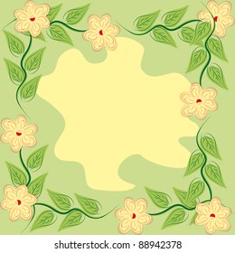 abstract frame with flowers and leaves