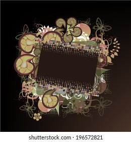 Abstract frame with flowers. Vector 