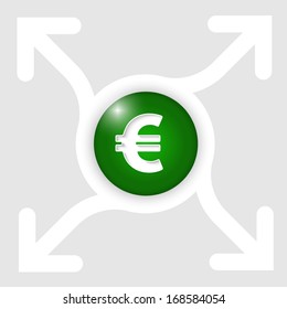 abstract frame with four arrows and euro sign