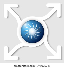 abstract frame with four arrows and sun