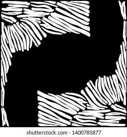 Abstract frame framed with zebra texture. Imitation of the skin, stripes of zebra. Wild savannah, Africa, safari. For textiles, design, scrapbooking, templates