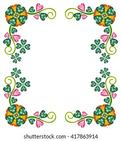 Abstract frame with geometric flowers