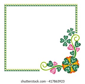 Abstract frame with geometric flowers