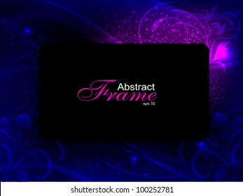 Abstract frame with glittering effect on decorative floral background in dark colors and space for your text. EPS 10.