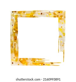 Abstract frame with golden texture and glitter. Design element for banner, poster, packaging, postcard, web design. Hand Drawn vector illustration.