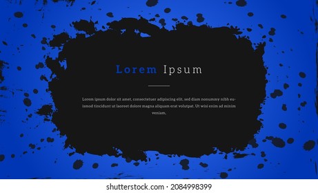 Abstract Frame Grunge Black Ink Drop In Gradient Blue Background
