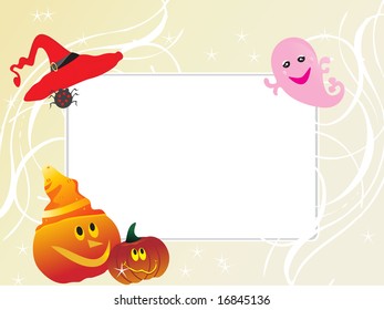 abstract frame with halloween cartoon illustration