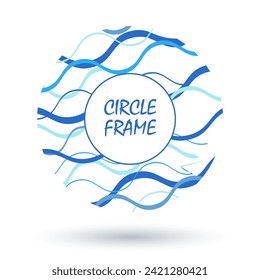 Abstract frame Hand drawn doodle circle  Patterns. round Abstract with blue curve lines. modern trendy Vector Backgrounds. 