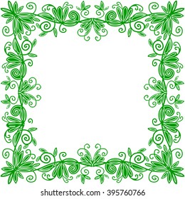 Abstract frame with herbal and floral motifs. Element for design.