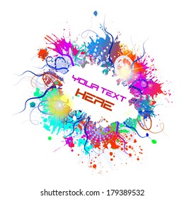 Abstract frame with ink spots. Vector