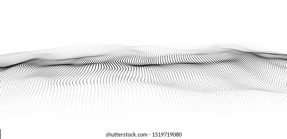 Abstract frame landscape. Vector perspective grid. 3d mesh