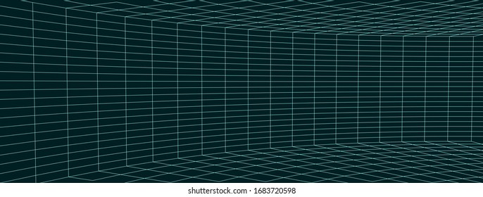 Abstract frame landscape. Vector perspective grid. 3d mesh