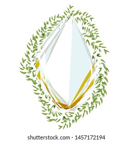 Abstract frame with leaves for print design. Vector floral background