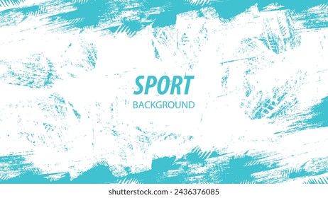 Abstrakter Rahmen in hellblauem Ton auf weißem Hintergrund. Sportliches Design im Grunge-Stil. Illustration für Sport, Leichtathletik, Training, Workout, etc.