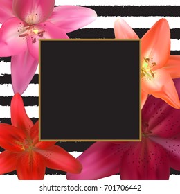 Abstract Frame with Lily Flover. Natural Background. Vector Illustration EPS10