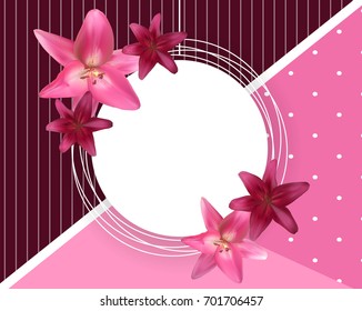 Abstract Frame with Lily Flover. Natural Background. Vector Illustration EPS10