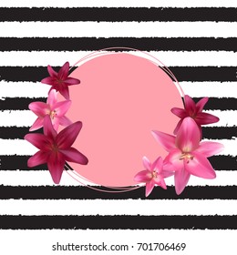 Abstract Frame with Lily Flover. Natural Background. Vector Illustration EPS10