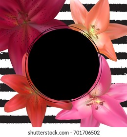 Abstract Frame with Lily Flover. Natural Background. Vector Illustration EPS10