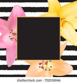 Abstract Frame with Lily Flower. Natural Background. Vector Illustration EPS10