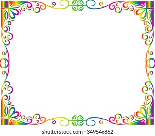 Abstract frame line in rainbow (spectrum) colors, vector