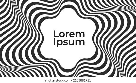 Abstract frame made of black and white lines. Optical illusion on a white background.