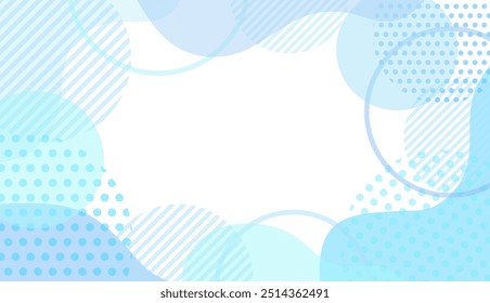 Abstract frame made of blue circles, waves, lines, etc.