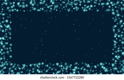 Abstract frame made by shining stars on a dark blue background of the starry sky. Vector shapes in the form of circles.