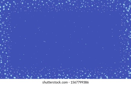 Abstract frame made by shining stars on a indigo background of the starry sky. Circular vector shapes shrink from the edges to the center of the frame