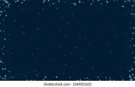 Abstract frame made by shining stars on a dark blue background of the starry sky. Circular vector shapes shrink from the edges to the center of the frame