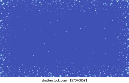 Abstract frame made by shining stars on a indigo background of the starry sky. Circular vector shapes shrink from the edges to the center of the frame