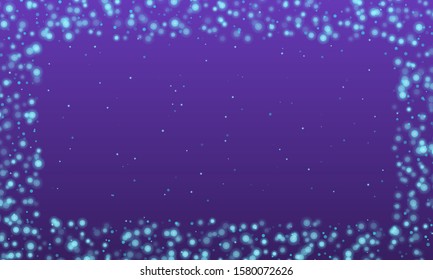 Abstract frame made by shining stars on a deep purple background of the starry sky. Vector shapes in the form of circles.