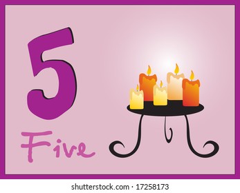 abstract frame with mathematical number five, illustration