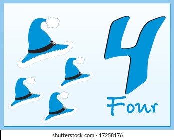 abstract frame with mathematical number four, illustration