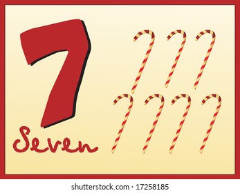 abstract frame with mathematical number seven, illustration