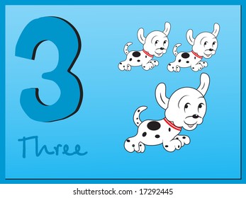 abstract frame with mathematical number three, illustration