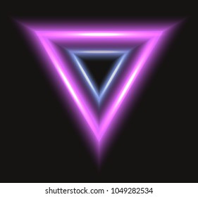 Abstract frame with neon triangle on black background. Vector illustration for your graphic design.