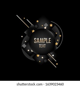 Abstract frame on a black background with gold. Vector illustration of a template on a dark background.