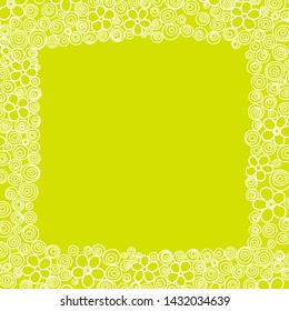 Abstract frame on light green background, doodle style. Summer vector illustration. Art sketch.