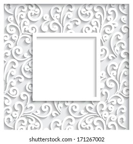 Abstract frame with paper swirls, vector ornamental background, eps10