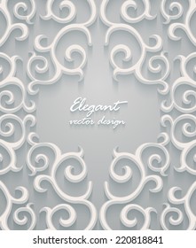 Abstract frame with paper swirls, vector ornamental background.