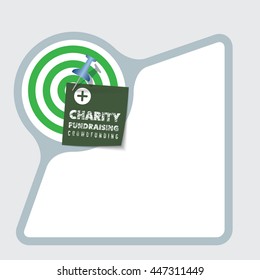 Abstract frame with paper and the words charity