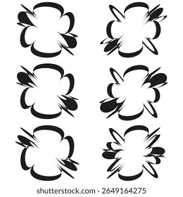 Abstract frame pattern. Repeating curve shapes. Dynamic border elements. Vector decorative graphic.