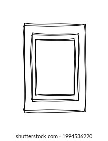 Abstract frame for picture as line drawing on white as background. Vector