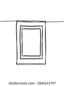 Abstract frame for picture as line drawing on white as background. Vector