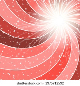 Abstract frame with pink spiral beams and stars. Vector image. Eps 10