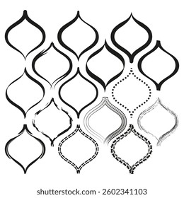 Abstract frame set. Ornamental outline shapes. Decorative border design. Vector elements.