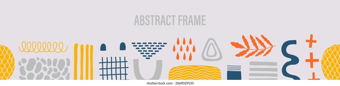 Abstract frame shape design.Template flat element simple form.Hand drawn doodle  graphic.Vector illustration.