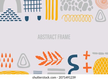 Abstract frame shape design.Template flat element simple form.Hand drawn doodle  graphic.Vector illustration.