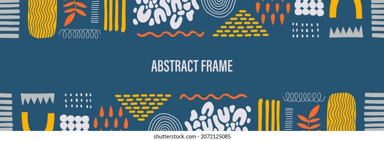Abstract frame shape design.Template flat element simple form.Hand drawn doodle  graphic.Vector illustration.