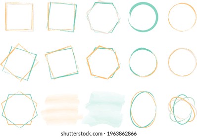 abstract frame with soft color combination paint brush, blank background, and soft color watercolor background
